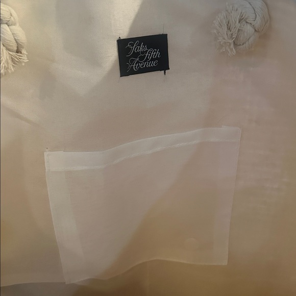 Saks Fifth Avenue Woven Tote Handbag Purse Painted Metallic Silver Type NWT - Picture 7 of 9